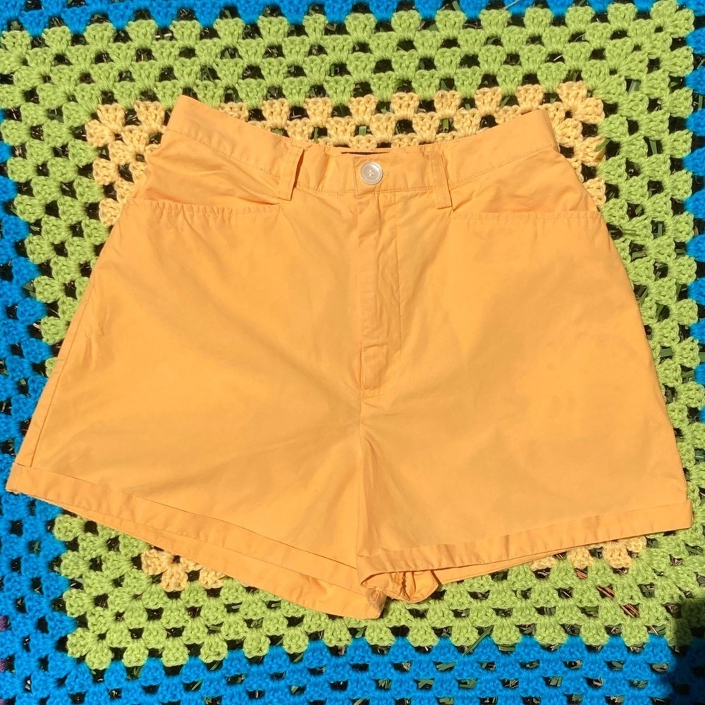 Yellow High Rise 80s/90s Vintage Cuffed Shorts‎ Gap Nautical Beach 6 26 Small